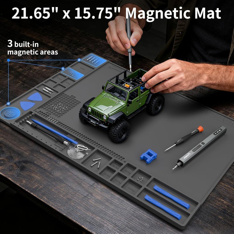 STREBITO Soldering Mat Large, Solder Mat Heat Resistant 932°F, Magnetic Mat for Screws and Tools, Solder Pad for Soldering Iron, Electronics, PC Building, Laptop, RC, Phone, Size 21.7 "x 15.8" (Grey) - Image 2